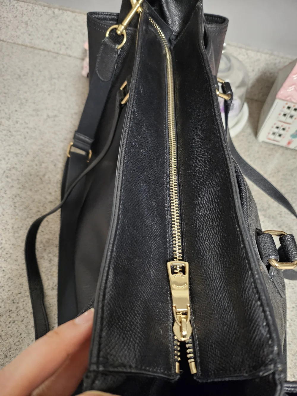 Coach Black Leather Tote Baby Bag - Classic Everyday Shoulder Bag